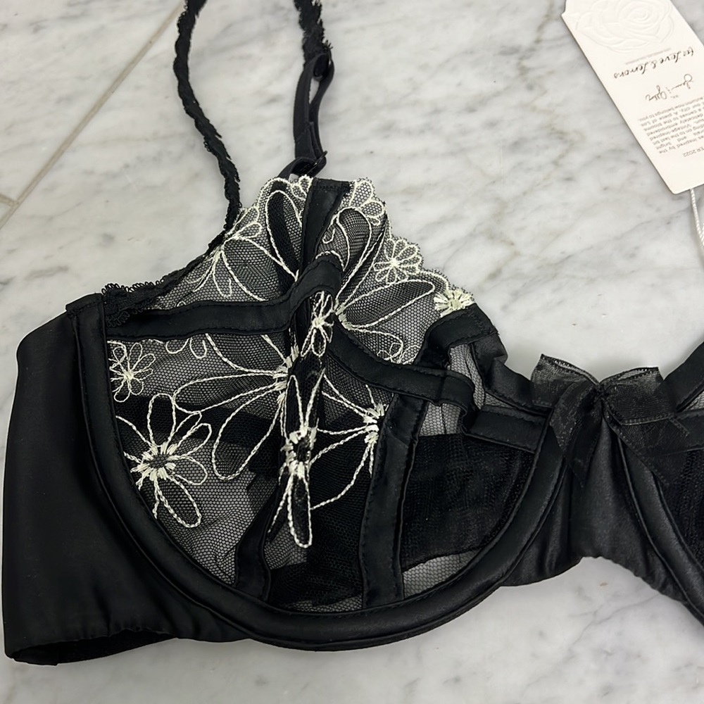 36B For Love and Lemons Black Floral Bra - Picture 3 of 6